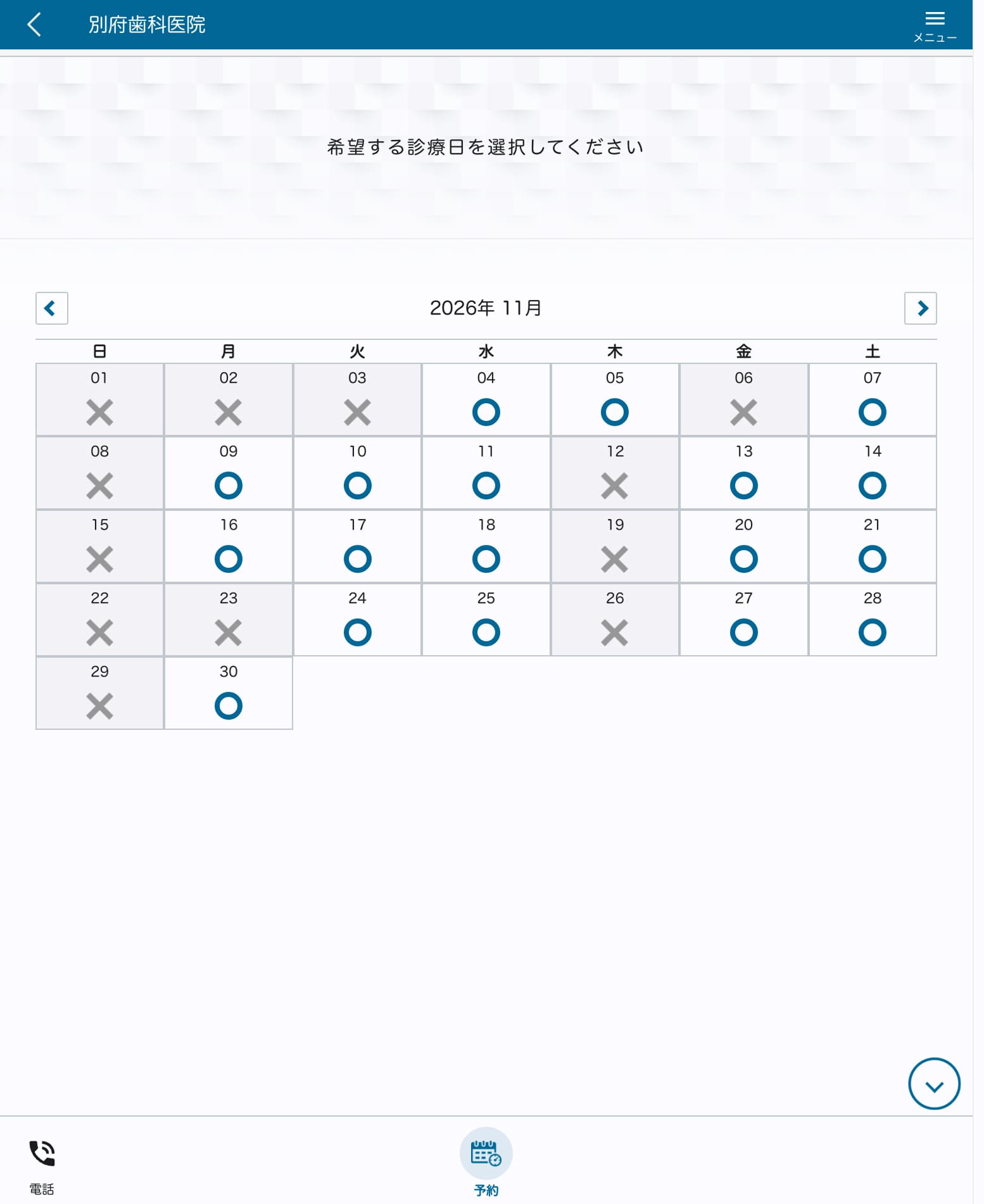診療日の選択